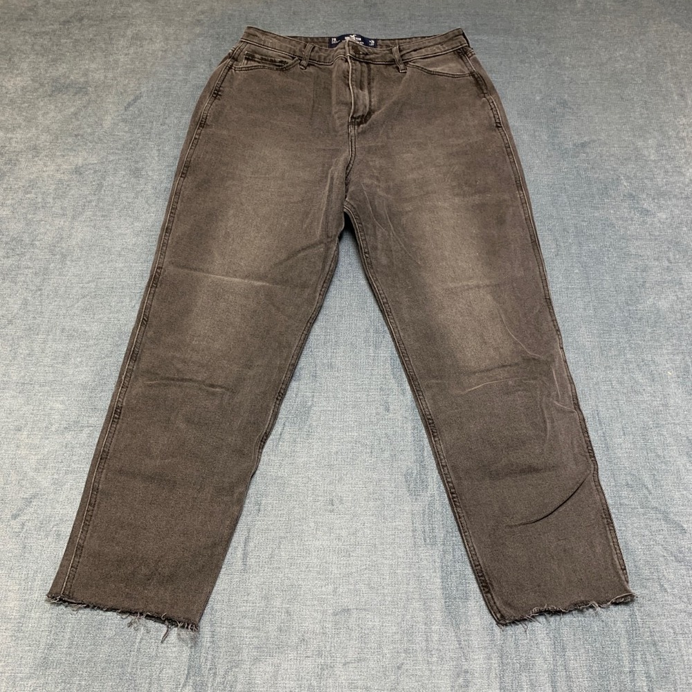 Hollister Mom Jeans Women 7R 28x27 Brown Frayed Hem Ultra High Rise Straight Leg